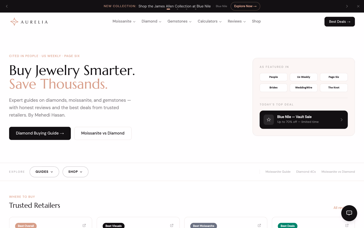 Moissanite by Aurelia — luxury jewellery website built by Evoke Studio
