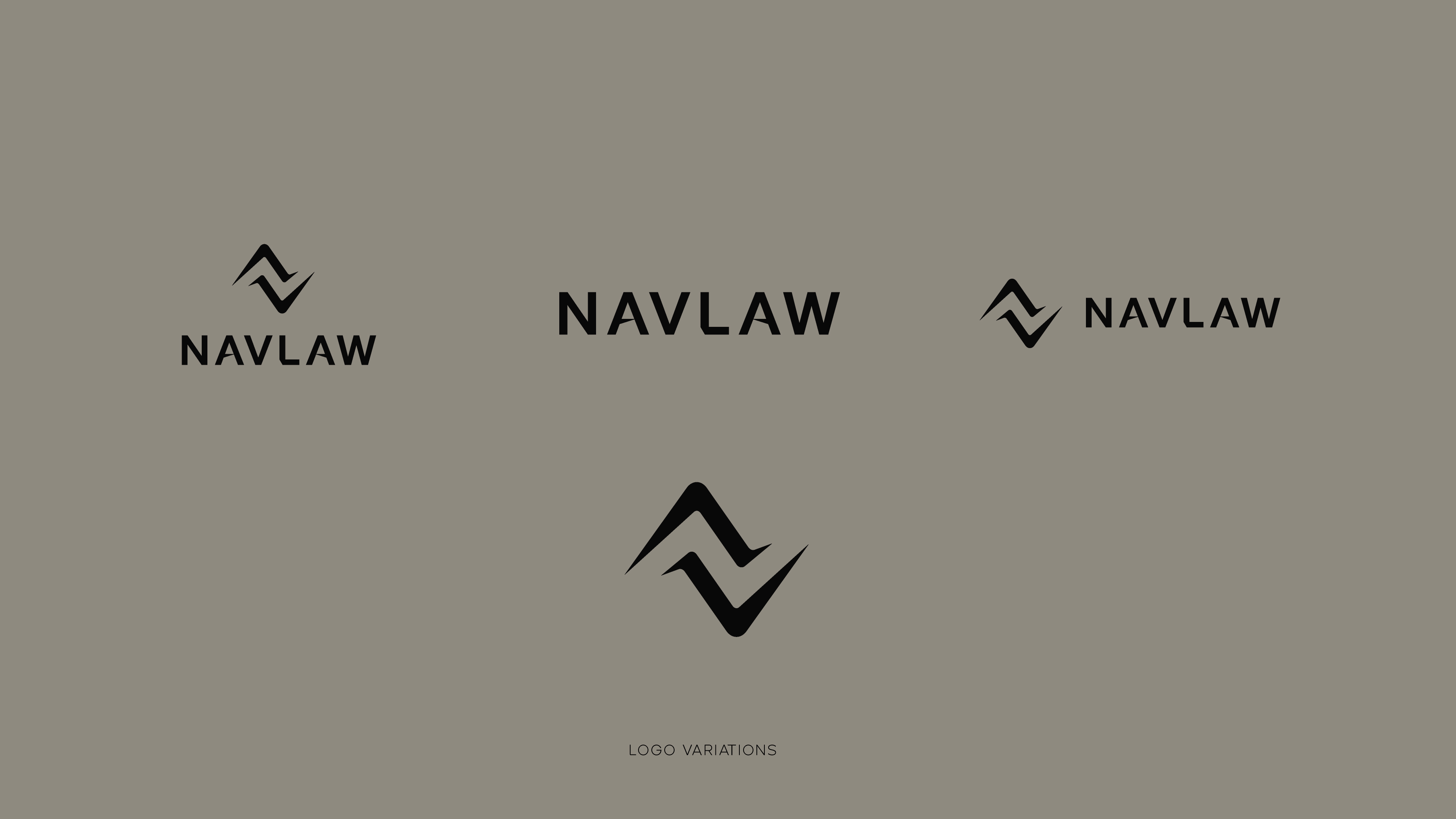 NAVLAW law firm business cards — debossed letterpress finish: Soft Gold front with embossed NAVLAW wordmark, Dark Grey back with debossed logomark, both on premium heavyweight stock